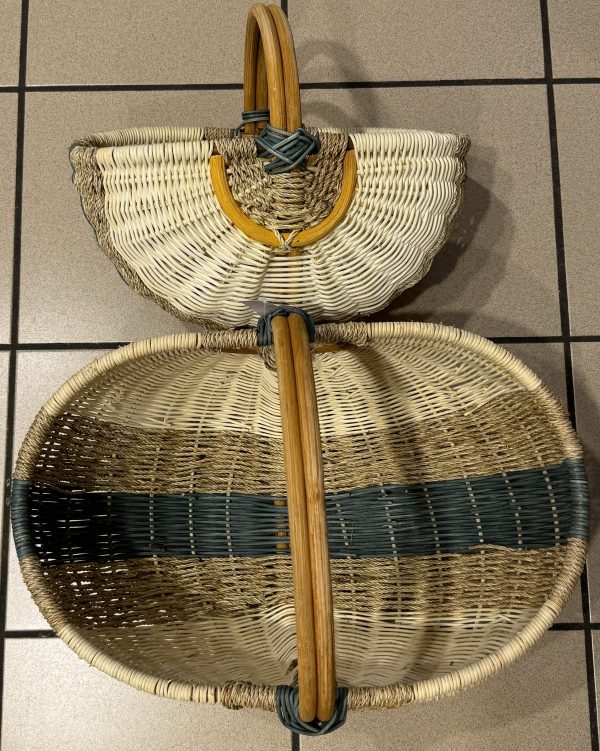 Panier à Champignons En Osier Avec Bandoulière - Dimensions 32x27x26 Cm - Idéal Cueillette, Rangement, Décoration